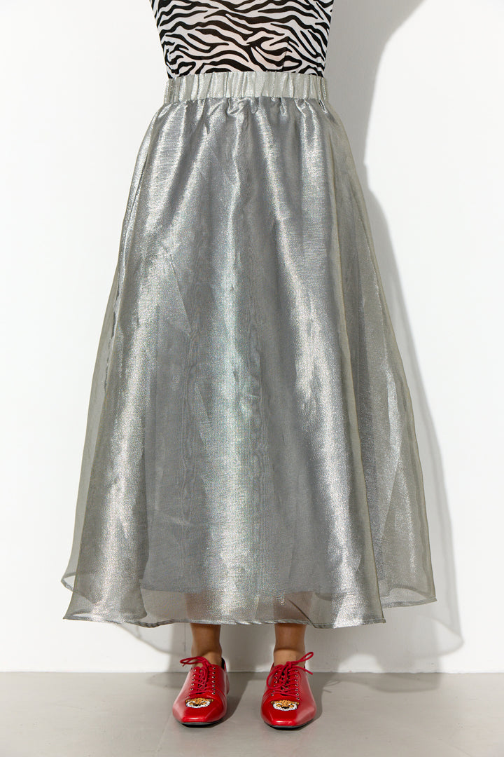 HUNKØN Zinnia Long Skirt Nederdele Silver