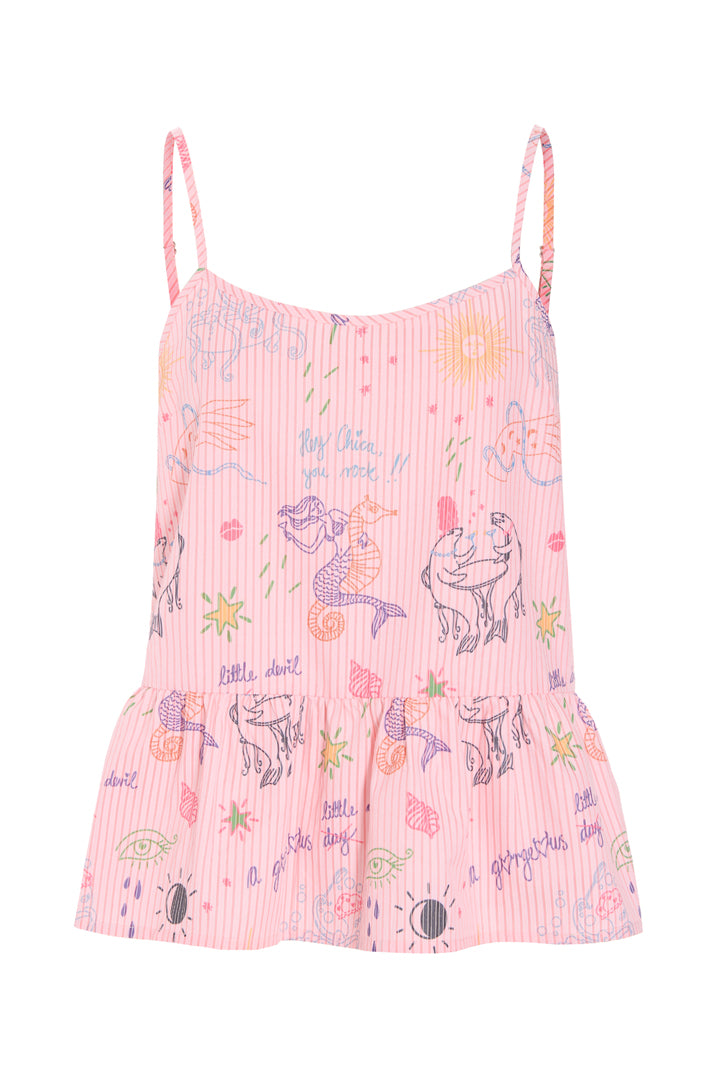 HUNKØN Zoe Top Toppe Pink Sea Creatures Art Print