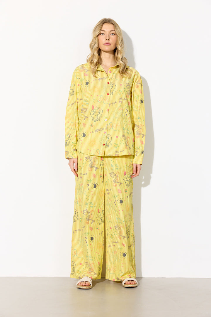 HUNKØN Zoe Trousers Bukser Yellow Sea Creatures Art Print