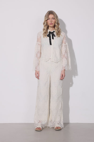 HUNKØN Lulu Lace Trousers Bukser Cream Lace