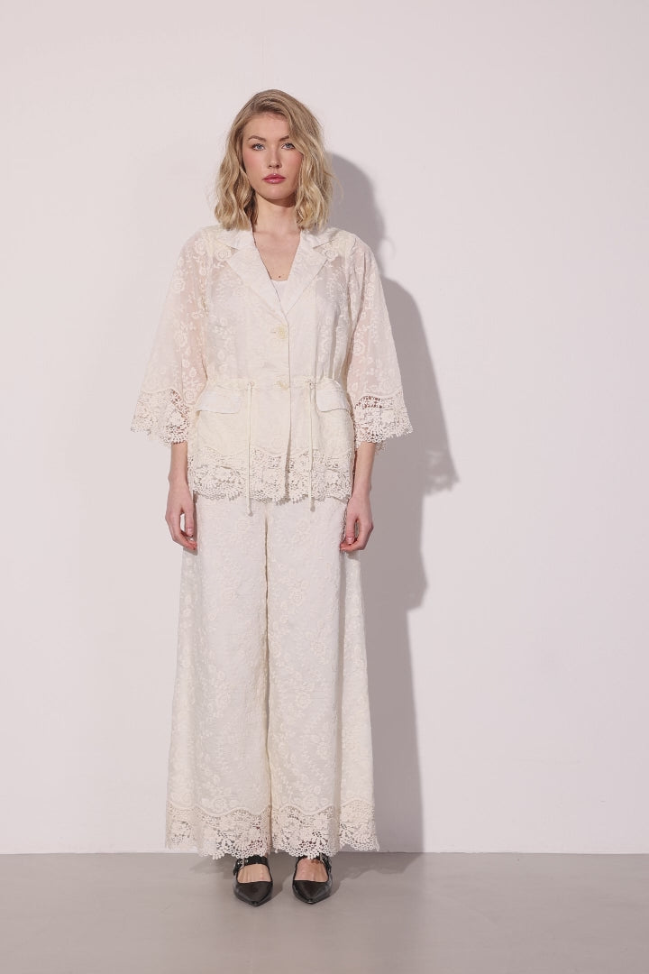 HUNKØN Patty Lace Blazer Jakker Cream