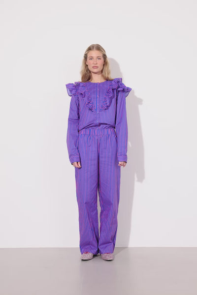 HUNKØN Lucinda Trousers Bukser Blue Striped