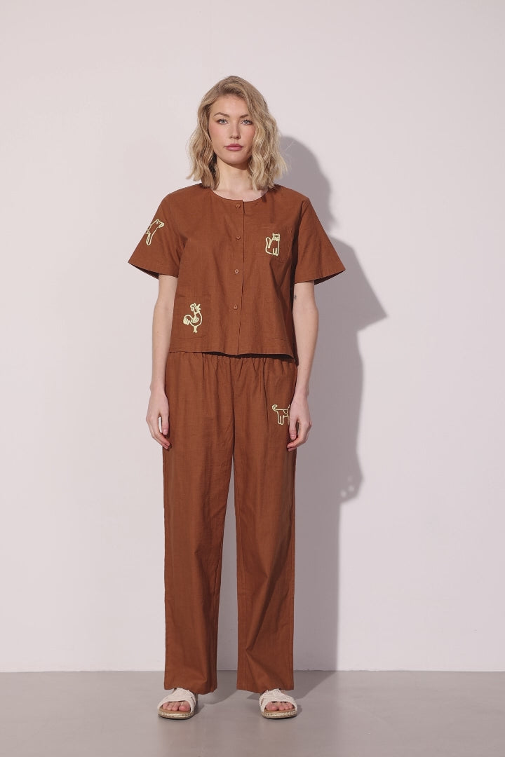 HUNKØN Nina Shirt Skjorter Brown