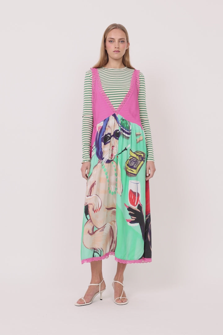HUNKØN Thit Dress Kjoler Cocktails with Cats Art Print