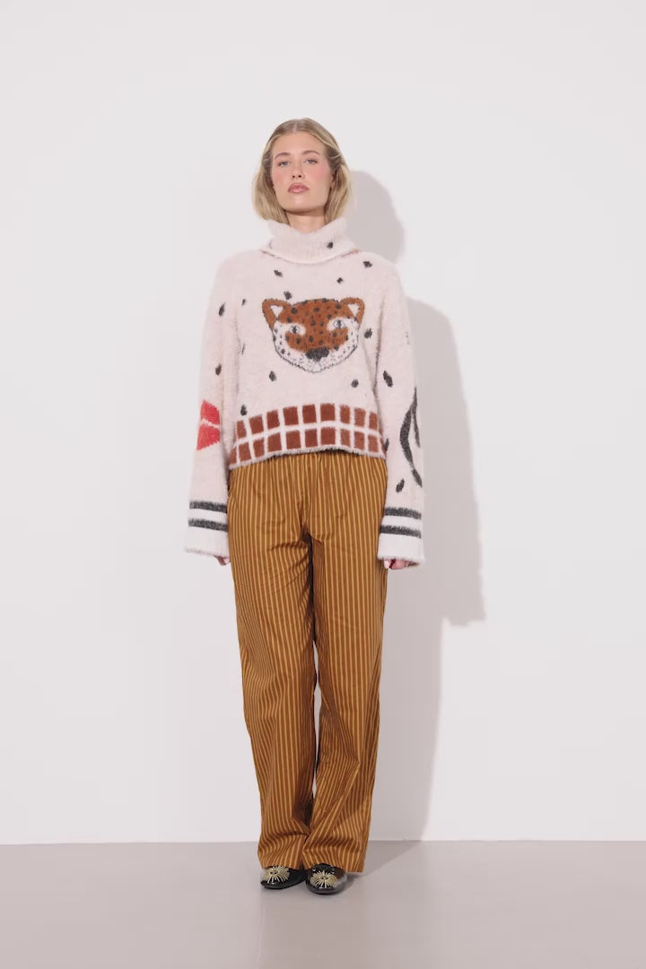 HUNKØN Lucinda Trousers Bukser Caramel Striped