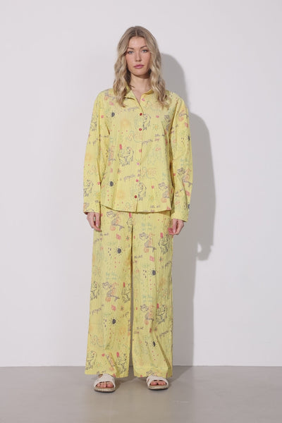 HUNKØN Zoe Shirt Skjorter Yellow Sea Creatures Art Print