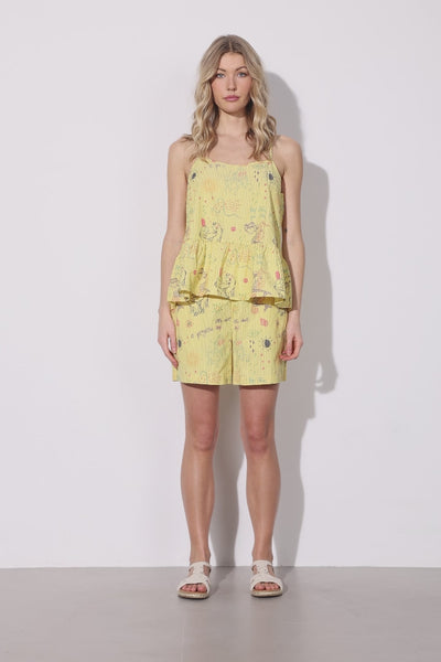HUNKØN Zoe Shorts Shorts Yellow Sea Creatures Art Print