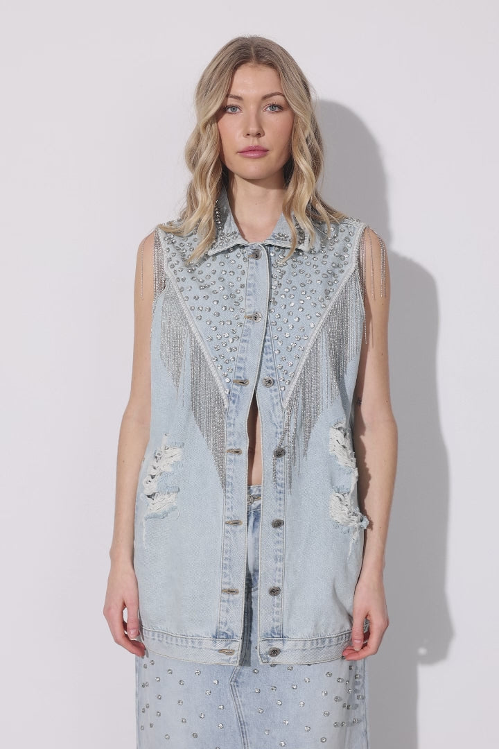 HUNKØN Priya Gem Vest Vests Light Denim