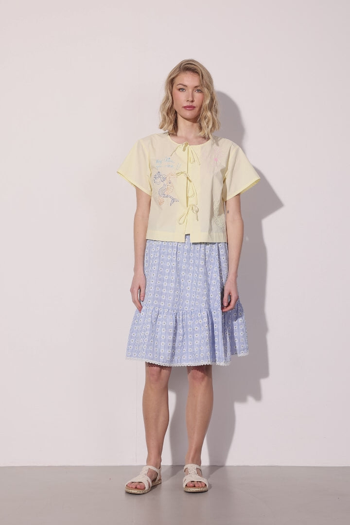 HUNKØN Maggi Skirt Nederdele Blue Daisy
