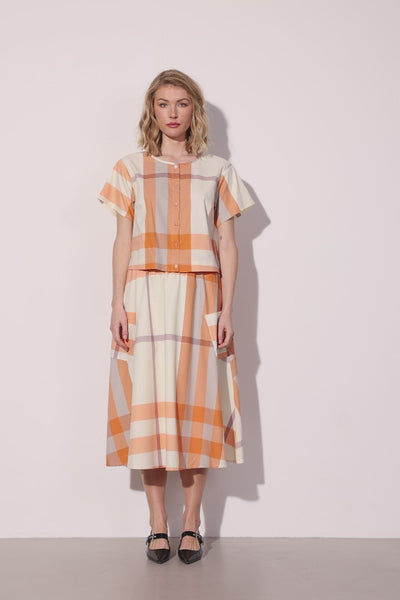 HUNKØN Frankie Skirt Nederdele Orange checked